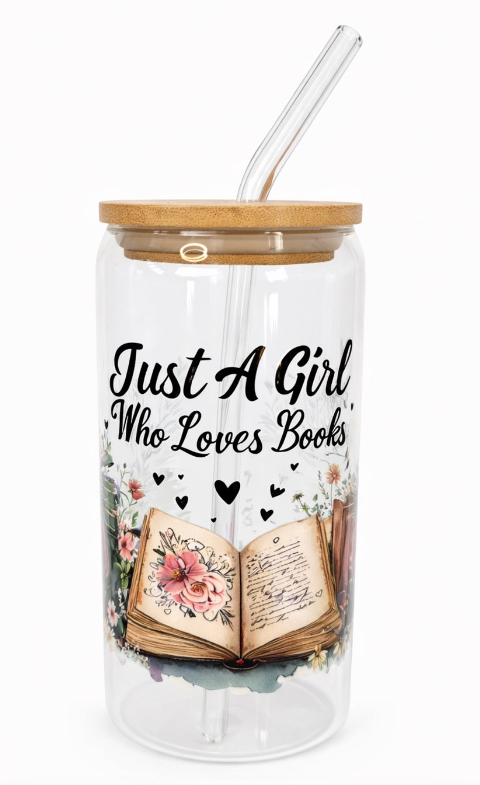 Glass Tumbler with Bamboo Lid & Glass Straw